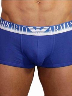 Хлопковые хипсы на резинке с брендом синего цвета Emporio Armani RTEA00003